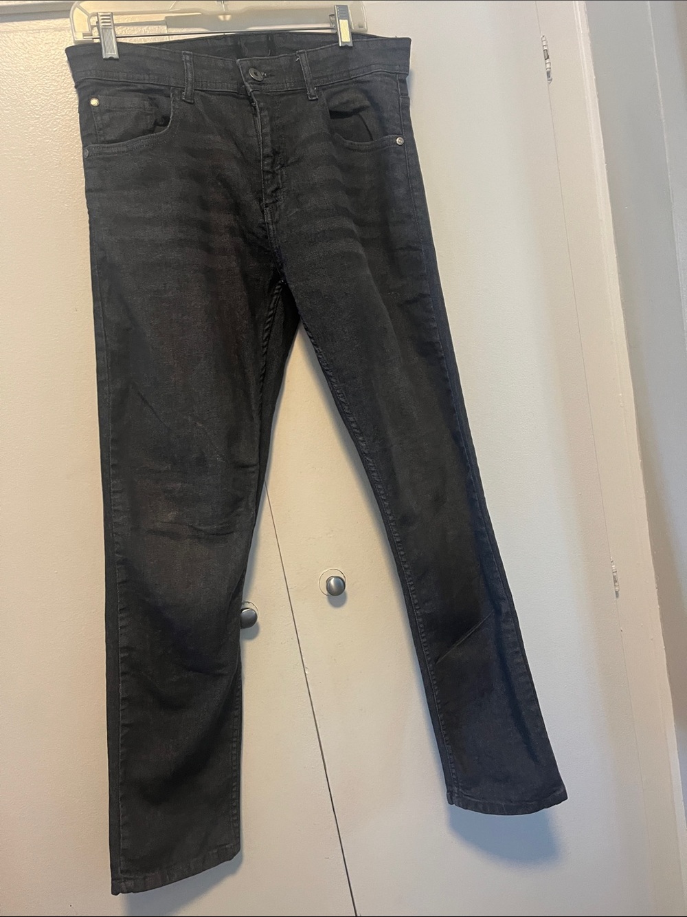 NWOT thin black denim pants from Germany 42x 50 boot cut similar size 8 women’s